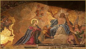 Détail d'une des mosaïques de la façade de la Basilique Saint-Marc, dans le Sestier de San Marco à Venise