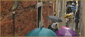Petite frimousse bien mignone sous son parapluie jaune, Salizada del Spezier, dans le Sestier du Cannaregio à Venise