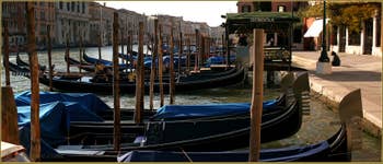 Les gondoles de la Riva del Vin, dans le Sestier de San Polo à Venise.