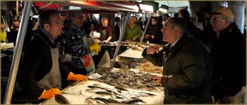 Le marché aux poissons de la Pescaria, au Rialto, dans le Sestier de San Polo à Venise.