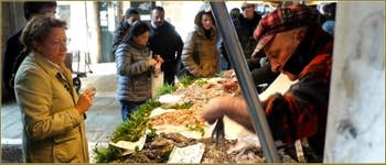 Le marché aux poissons de la Pescaria, au Rialto, dans le Sestier de San Polo à Venise.