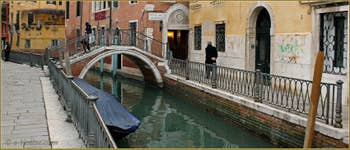 Le rio de San Provolo le long de la Fondamenta de l'Osmarin et le pont del Diavolo, dans le Sestier du Castello à Venise.