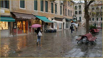 Parapluies sur le Campo Santa Maria Nova, dans le Sestier du Cannaregio à Venise.