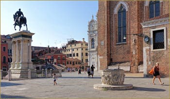 Le Campo San Giovanni e Paolo et la statue équestre de Bartolomeo Colleoni, dans le Sestier du Castello à Venise.