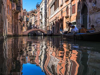 Gondola on dei Barcaroli Canal in Saint-Mark district in Venice in Italy