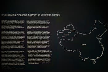 Allison Killing et Christo Buschek, Enquête sur le réseau de camps de détention des Ouïghours dans la province du Xinjiang en Chine, à la Biennale d'Architecture de Venise