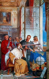 Galilée présente sa lunette astronomique au doge Leonardo Donato, fresque de Giuseppe Bertini, Villa Ponti Varese