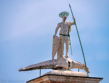 Statue of Saint Theodore on the column of the Piazzetta San Marco in Venice