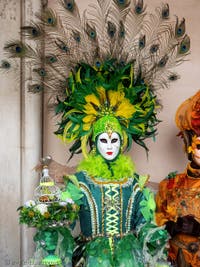 Les Costumés du Carnaval de Venise 2022 devant le palais des Doges à Saint-Marc