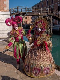 Masques et Costumes du Carnaval de Venise, La Princesse en Or et le Fou du Roi à l'Arsenal.
