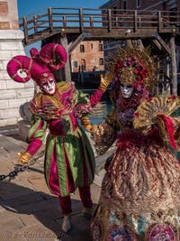 Masques et Costumes du Carnaval de Venise, La Princesse en Or et le Fou du Roi à l'Arsenal.