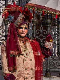 Maharadja Indien à l'ombrelle à l'Arsenal, les Masques et Costumes du Carnaval de Venise.