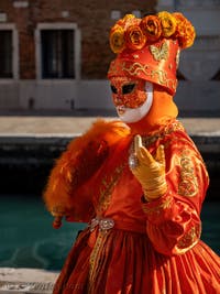 Une Jolie fleur toute orange à l'Arsenal, Masques et Costumes du Carnaval de Venise.