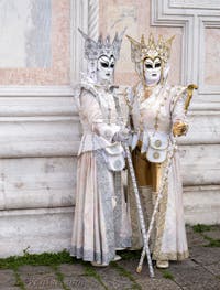 Carnaval de Venise, Masques et Costumes des Princesses de la Neige sur le Campo San Zaccaria dans le Castello