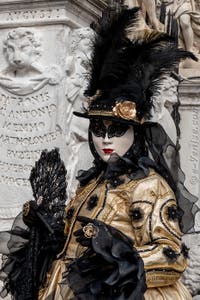 Les costumés du carnaval de Venise devant l'Arsenal de Venise.