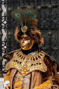 Les costumés du carnaval de Venise devant l'Arsenal de Venise.