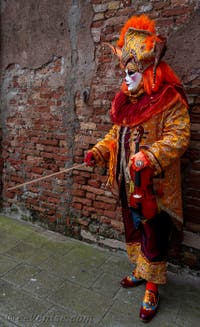 Les costumés du carnaval de Venise devant l'Arsenal de Venise.