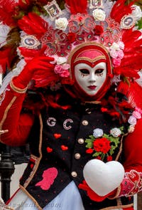 Les costumés du carnaval de Venise devant l'Arsenal de Venise.