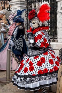 Les costumés du carnaval de Venise devant l'Arsenal de Venise.