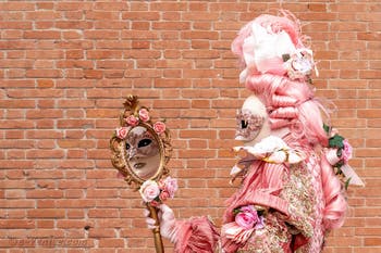 Les costumés du carnaval de Venise devant l'Arsenal de Venise.