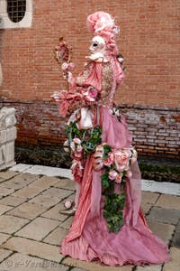 Les costumés du carnaval de Venise devant l'Arsenal de Venise.