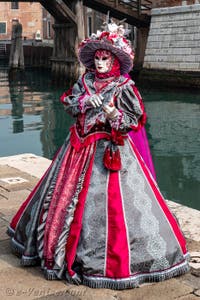 Les costumés du carnaval de Venise devant l'Arsenal de Venise.