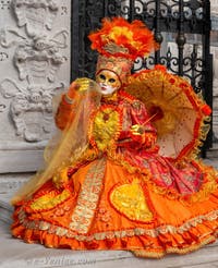 Les costumés du carnaval de Venise devant l'Arsenal de Venise.