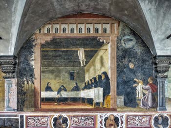 Cloître des Orangers Badia Fiorentina construit par Bernardo Rossellino 1432-1438 Fresques Giovanni di Consalvo