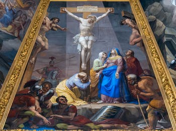 Coupole de la chapelle des Princes Médicis, peintures de Pietro Benvenuti à Florence en Italie