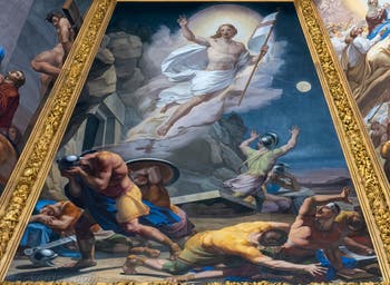 Coupole de la chapelle des Princes Médicis, peintures de Pietro Benvenuti à Florence en Italie