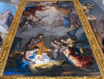 Coupole de la chapelle des Princes Médicis, peintures de Pietro Benvenuti à Florence en Italie