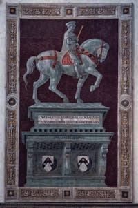 Fresque Statue Sir John Hawkwood dit Giovanni Acuto de la Cathédrale Santa Maria del Fiore, le Duomo à Florence en Italie