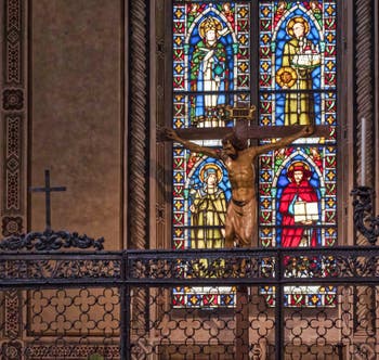Crucifix Christ de Donatello église de Santa Croce à Florence en Italie