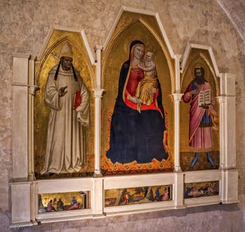 Nardo di Cione, Vierge à l'enfant, saint Grégoire et Job église de Santa Croce à Florence en Italie