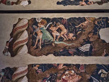 Fresques d'Orcagna Triomphe de la mort et l'enfer dans le réfectoire de l'église de Santa Croce à Florence en Italie