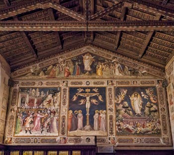 Fresques Sacristie église Santa Croce Ascension par Niccolo Guerini (1340) à Florence en Italie