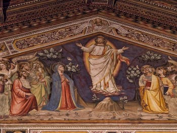 Fresques Sacristie église Santa Croce Ascension par Niccolo Guerini (1340) à Florence en Italie