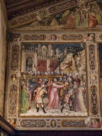 Fresques Sacristie église Santa Croce Montée au Calvaire par Spinello Aretino (1340) à Florence en Italie