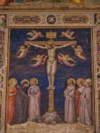 Fresques Sacristie église Santa Croce Crucifixion par Taddeo Gaddi (1340) à Florence en Italie