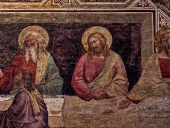 Fresques de Taddeo Gaddi la Cène (1350) dans le réfectoire de l'église de Santa Croce à Florence en Italie