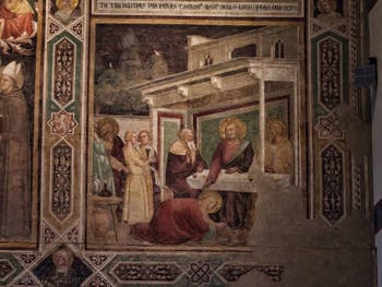Fresques de Taddeo Gaddi l(1350) dans le réfectoire de l'église de Santa Croce à Florence en Italie