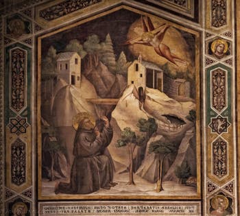 Fresques de Taddeo Gaddi (1350) dans le réfectoire de l'église de Santa Croce à Florence en Italie