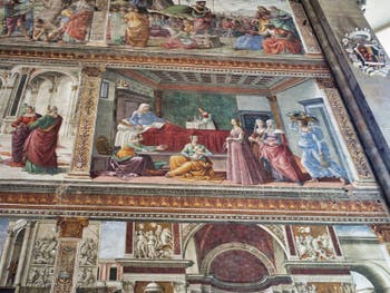 Fresques du Chœur de l'église Santa Maria Novella de Domenico Ghirlandaio (1485) à Florence en Italie