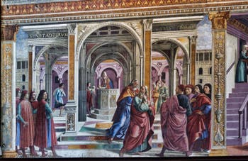 Fresques du Chœur de l'église Santa Maria Novella de Domenico Ghirlandaio (1485) à Florence en Italie