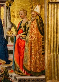 Nicolas Neri di Bicci, Triptyque de la Vierge à l'enfant en trône avec Sainte Lucie et saint Nicolas, 1466, Basilique Santa Trinita à Florence en Italie