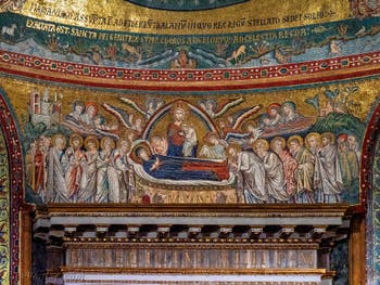 Dormition de la Vierge, mosaïque de l'abside de la basilique Sainte Marie Majeure à Rome en Italie