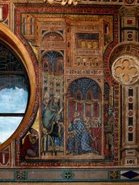 Mosaïque de Gaddo Gaddi, Le patricien Giovanni raconte au pape Libère sa vision de la Vierge Marie, loge des bénédictions de la Basilique Sainte Marie Majeure