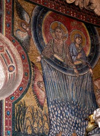 Mosaïque de Gaddo Gaddi, le miracle de la neige, loge des bénédictions de la Basilique Sainte Marie Majeure