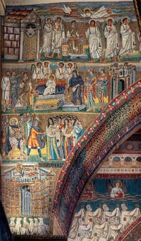 Mosaïques de l'arc triomphal, Annonciation, Adoration des rois mages, Massacre des innocents, Basilique Sainte Marie Majeure à Rome