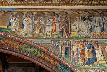 Mosaïques de l'arc triomphal, présentation au temple, Basilique Sainte Marie Majeure à Rome